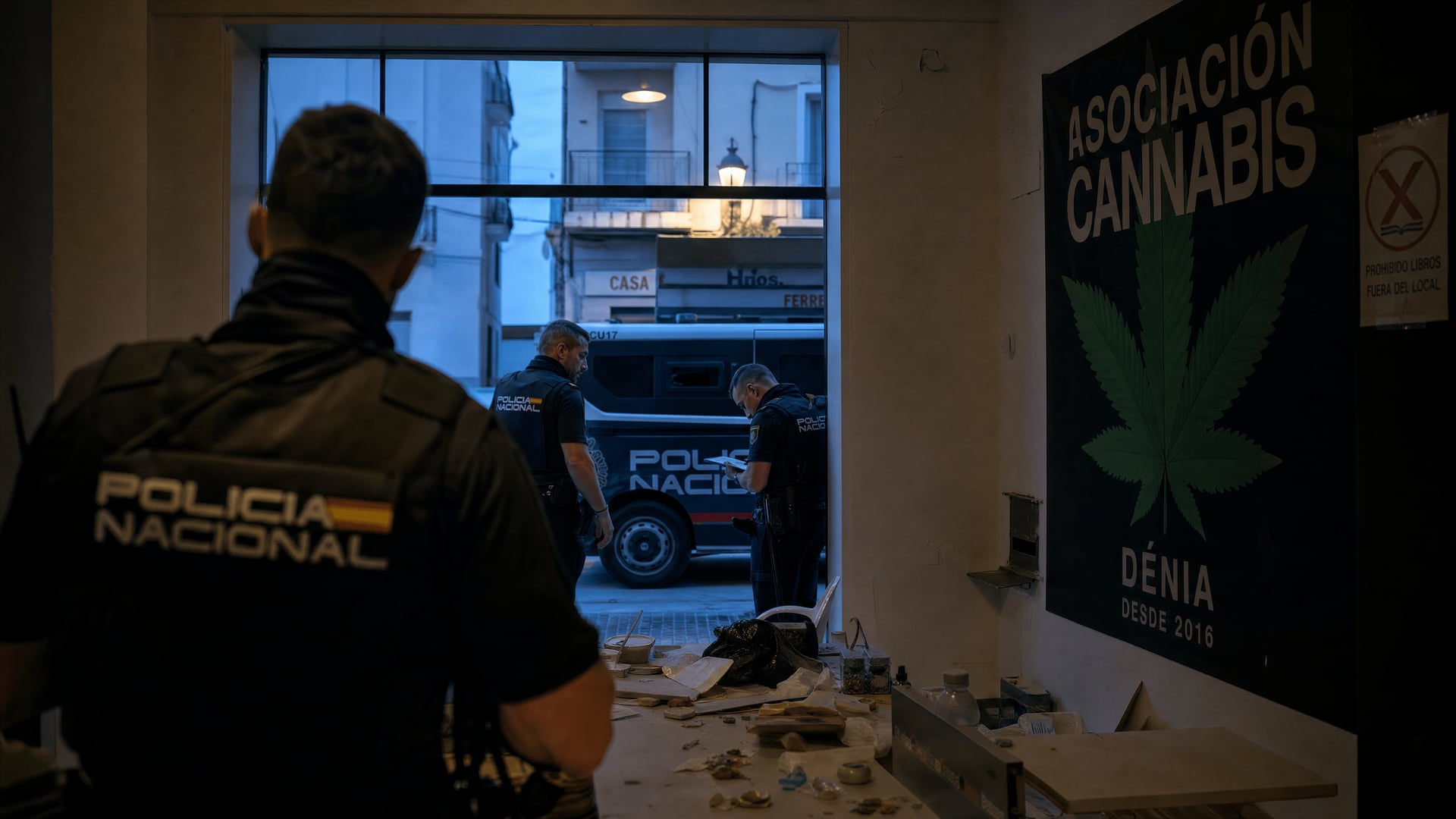 Interior of dismantled cannabis association in Dénia after National Police operation